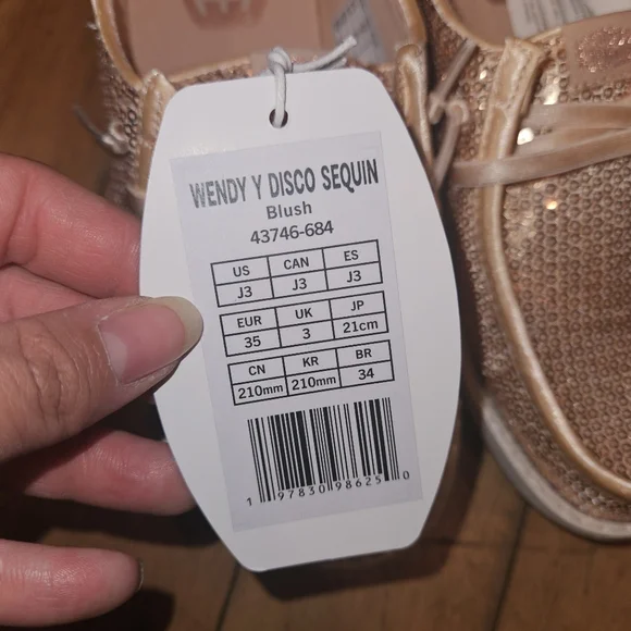 Hey Dude "Wendy Disco" Youth Rose Gold Sequins Slip On Shoes - Picture 4 of 5